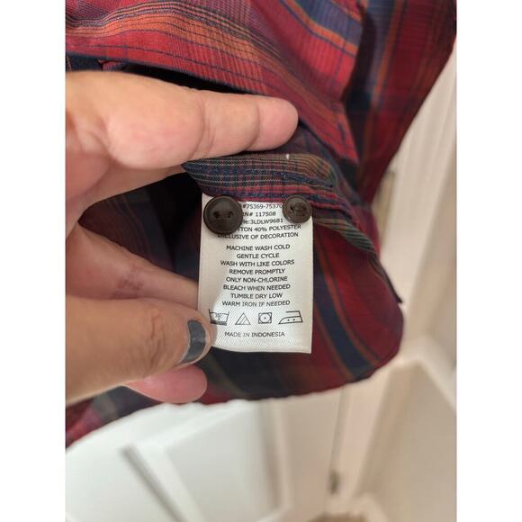 Levi Strauss & Co Men M Red Blue Plaid Front Pocket Long Sleeve Button Down - Picture 5 of 8